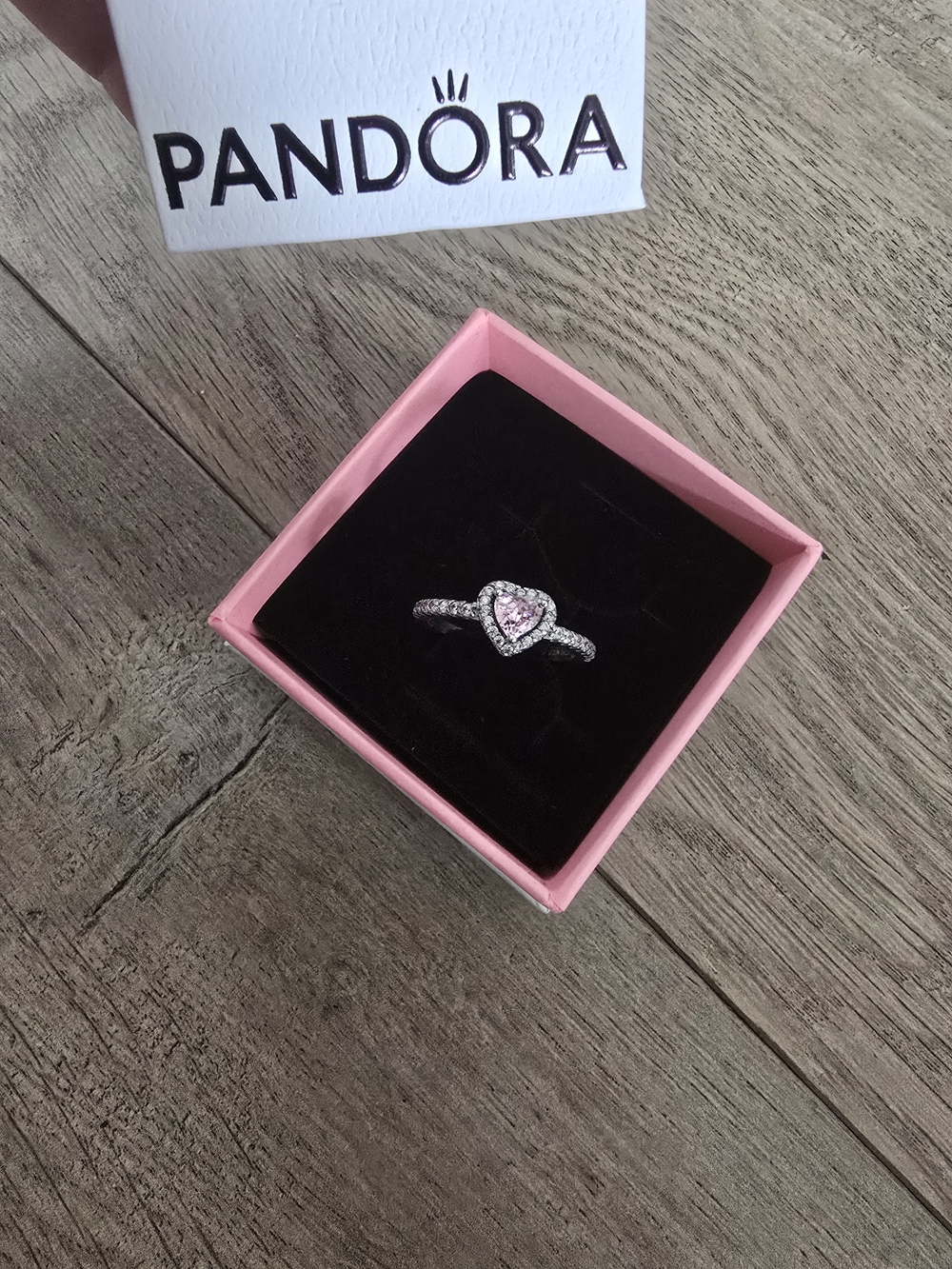 Pandora Silver Ring with Pink Heart Center